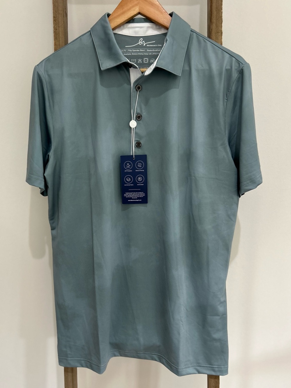 NWT Boston Scott Men’s Performance golf Sage Green Polo Shirt Size S Tie-Dye